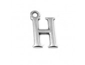 10 Lettres ''H'' 15x10mm ( trou 1.80mm) Argenté
