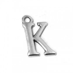 10 Lettres ''K'' 15x10mm ( trou 1.80mm) Argenté