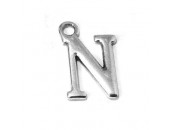 10 Lettres ''N'' 15x10mm ( trou 1.80mm) Argenté