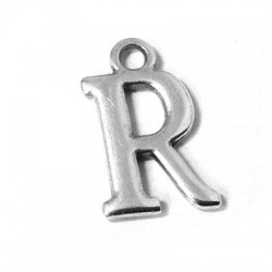 10 Lettres ''R'' 15x10mm ( trou 1.80mm) Argenté