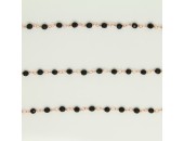 Chaine Onyx Noir Facettes 3-4mm ARGENT VERITABLE Doré Rose