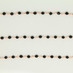 Chaine Onyx Noir Facettes 3-4mm ARGENT VERITABLE Doré Rose