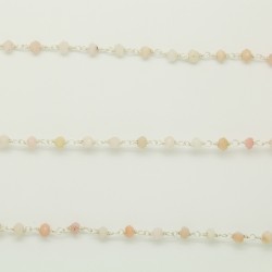 Chaine Opale Rose Facettes 3-4mm ARGENT VERITABLE