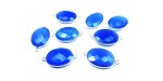 Ovale 18x13mm Calcedoine Bleue Facettes Connecteur ARGENT VERITABLE