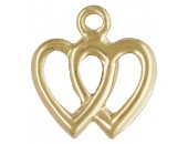 5 Charms Coeur Double 10x9mm 1/20 14K Gold Filled