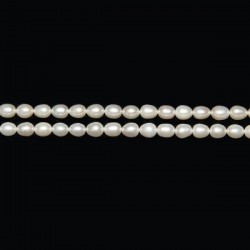 Perles d'Eau Douce ''Grain de Riz'' Blanches Grade A Ø 7/8mm
