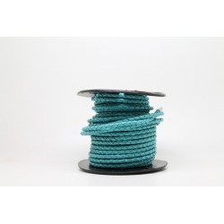 10 Mts cuir plat tresse turquoise 2.5mm