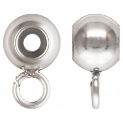 3 Perles a Anneau 4.0mm Insert Silicone 2.0mm Argent Veritable