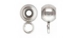 3 Perles a Anneau 4.0mm Insert Silicone 2.0mm Argent Veritable