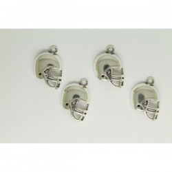 4 Charms Casque de Baseball 14x18mm Argenté