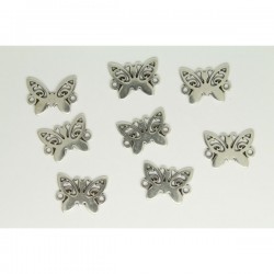 8 Connecteurs Papillon 15x12mm Argenté