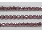 60 perles verre facettes amethyste lustre 4mm