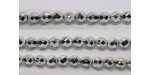 30 perles verre facettes argent 12mm