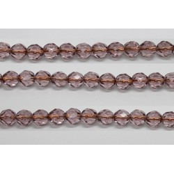 30 perles verre facettes amethyste trou cuivre 6mm
