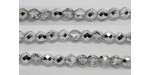 60 perles verre facettes demi-argent 3mm