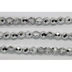 60 perles verre facettes demi-argent 4mm
