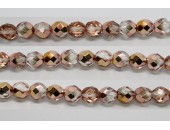 30 perles verre facettes demi dore 6mm
