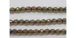 30 perles verre facettes gris trou cuivre 6mm