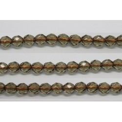 30 perles verre facettes gris trou cuivre 8mm