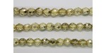 60 perles verre facettes jaune demi metalise 3mm