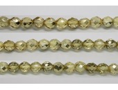 30 perles verre facettes jaune demi metalise 6mm