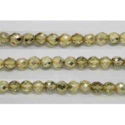 30 perles verre facettes jaune demi metalise 6mm