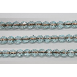60 perles verre facettes aigue-marine trou cuivre 4mm