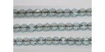 60 perles verre facettes aigue-marine trou cuivre 4mm