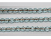 30 perles verre facettes aigue-marine trou cuivre 6mm