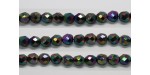 30 perles verre facettes noir A/B scarabe 16mm