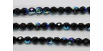 60 perles verre facettes noir irise 3mm