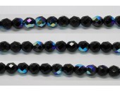 60 perles verre facettes noir irise 4mm