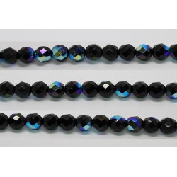 30 perles verre facettes noir irise 12mm