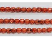 60 perles verre facettes orange fonce demi metalise 3mm