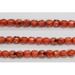 30 perles verre facettes orange fonce demi metalise 6mm