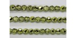 60 perles verre facettes olivine demi metalise 3mm