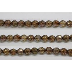 60 perles verre facettes poudre brun 3mm