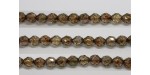 60 perles verre facettes poudre brun 3mm