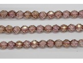 60 perles verre facettes poudre rose 4mm