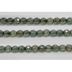 60 perles verre facettes poudre vert 5mm