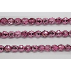60 perles verre facettes rose fonce demi metalise 4mm