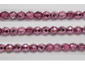 60 perles verre facettes rose fonce demi metalise 5mm