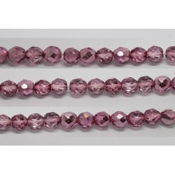 30 perles verre facettes rose demi metalise 8mm