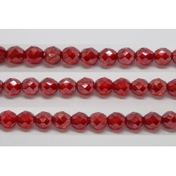 30 perles verre facettes rubis lustre 6mm