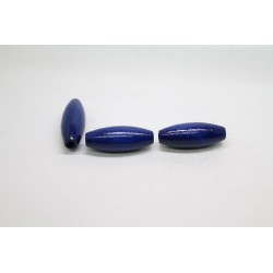 50 olives gros trou bois bleu marine 15x40 mm