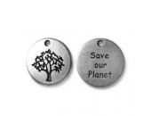 20 Breloques Save our Planet 20mm argentees