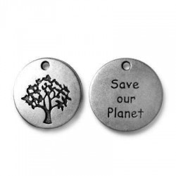 20 Breloques Save our Planet 20mm argentees