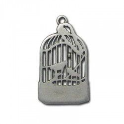 10 Cages aux Oiseaux 25x15mm metal argente
