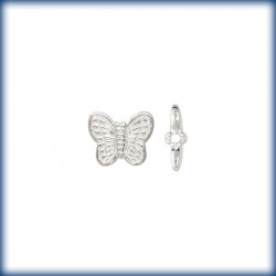 5 Perles Papillons 10mm Argent Véritable