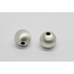 2 perles mat 12mm ARGENT VERITABLE